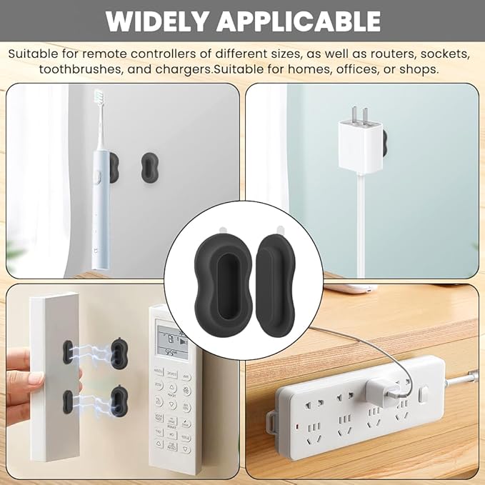 6 Pack Magnetic Remote Control Holder Wall Mount, Silicone Magnetic Organizer Storage Wall Holder No Drill Self-Adhesive for TV, Fan & Air Conditioner Remotes(Color:Black)
