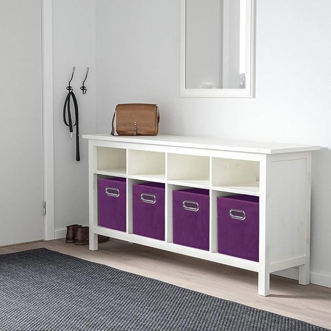 ShellKingdom Storage Bins, Foldable Fabric Storage Cubes And Cloth Storage Organizer Drawer with Metal Handle For Closet And Toys Storage, 11 X 10.5 X 10.5 INCH, 2 Pack (Purple)