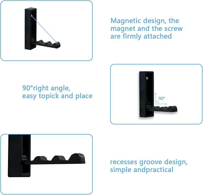 4PCS Magnetic Folding Wall Hooks, Heavy Duty 30LB Zinc Alloy Foldable Coat Hooks for Hanging Towels, Coats, Bags, Keys - Space Saving Black Wall Mounted Hooks for Bathroom, Kitchen, Entryway, Closet