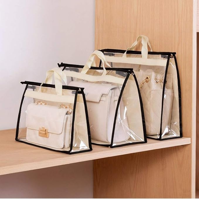CINPIUK Clear Handbag Storage Bags Purse Organizer for Closet, Zipper Hanging Storage Bag for Handbags, L, 2PCS