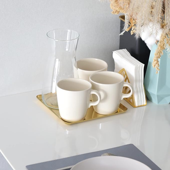 FREELOVE Metal Decorative Tray, Catchall Trays for Candle Tools Napkin Holder, Perfume Jewelry Organizer Makeup Trinket Dish, Dresser Vanity Counter Coffee Table Decor, Mirror Gold, 8''X8''