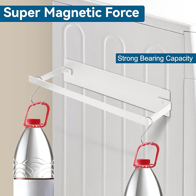 Magnetic Hanger Organizer Stacker, Strong Magnetic Hanger Holder for Laundry Room Washer, Capacity Upgrade Hangers Storage Rack for Adult or Child Clothes Hangers (White 2Pack)