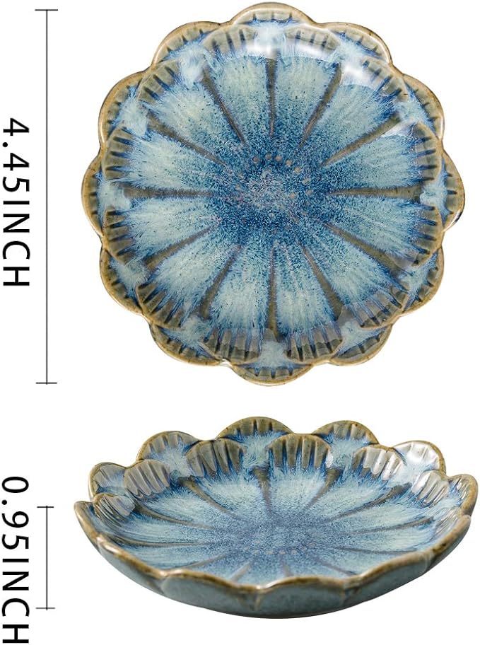 ring holder, flower shape decorative earring stand, jewelry tray, key bowl, trinket dish for women and friends, flower blue