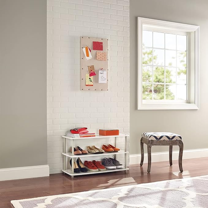 ClosetMaid 3-Tier Shelf Organizer Unit for Shoes, Accessories, Hats, Purses, Bags, in Entryway or Closet, Wood Shelves with Metal Frame, White