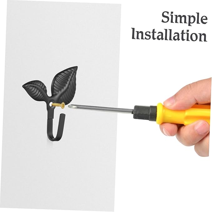 iplusmile Leaf Wall Hook Set 4-Pack Rustic Wrought Iron Decorative Coat Hooks Vintage Style Wall Mounted Leaf Shaped Hooks for Hanging Bags Hats Keys Towels