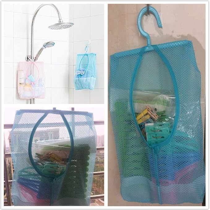 DurReus Outdoor Mesh Clothespin Bag Bathroom Shower Caddy Holder Home Storage Kitchen Organizer Hanger Sack Clips Holders 3 Pack