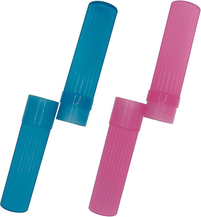 Toothbrush Holder (Blue & Pink) Made in USA, with Ventilation Holes, for Toothbrush Covers, Toothbrush Holder, Toothbrush Soft, Durable Design, Hygienic Bathroom Accessory