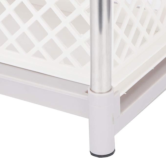 2 - Layer Bathroom Sliding Basket Storage Cabinet Organizer, White Bathroom Shelf with Pull Out Drawers, Space Saving Storage Rack for Kitchen Bathroom Office, Sturdy PP ABS Materi