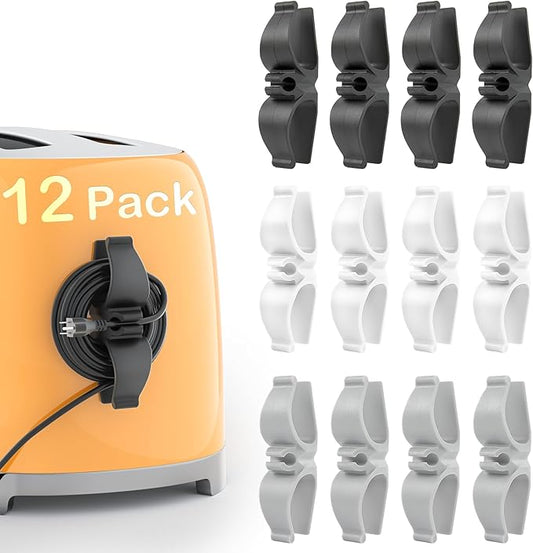 Cord Organizer for Kitchen Appliances-12 Pack, Appliance Cord Organizer Stick on, Small Kitchen Appliances Cord Keeper, Adhesive Cord Holder, Cord Winder for Pressure Cooker, Stand Mixer...