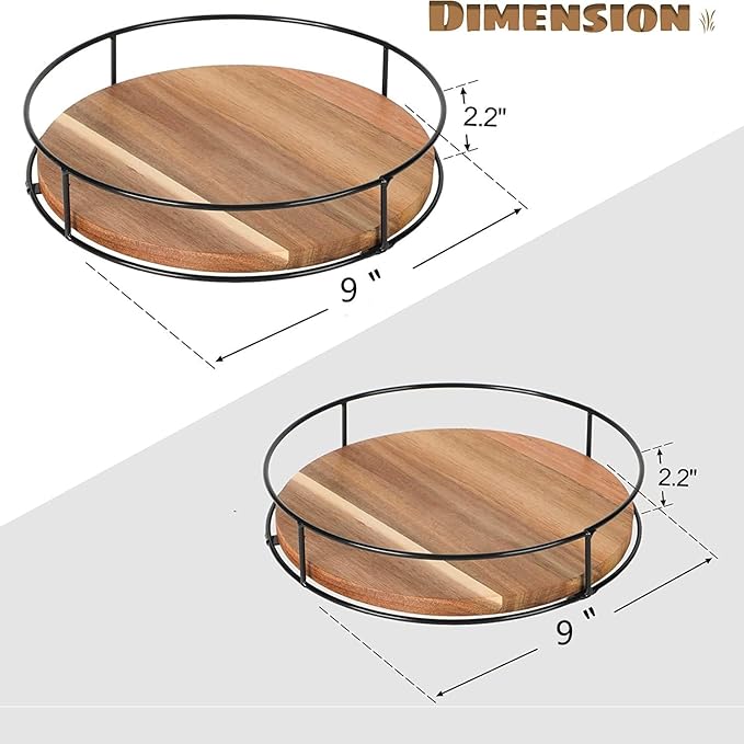 Lazy Susan Organizer - Non-Skid Wood Turntable Organizer for Cabinet, Pantry, Kitchen Countertop, Refrigerator, Spice Rack, Carbonized Black