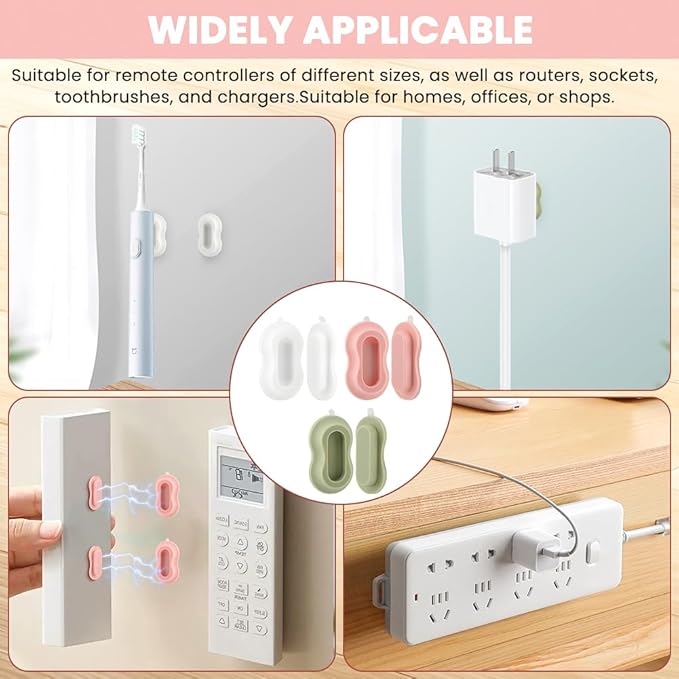 6 Pack Magnetic Remote Control Holder Wall Mount, Silicone Magnetic Organizer Storage Wall Holder No Drill Self-Adhesive for TV, Fan & Air Conditioner Remotes(Color:Multicolour)