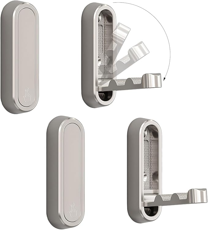 4PCS Folding Coat Hooks, Heavy Duty Wall Hooks Made of Zinc Alloy, Foldable Wall Hooks for Hanging Coats, Scarves, Hats, Bathrobes, Keys, Bags (Silver)