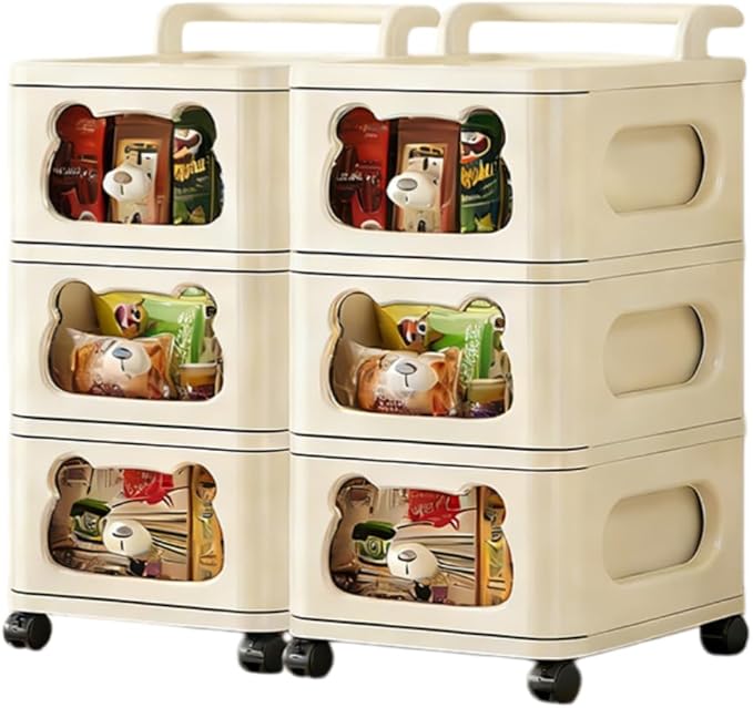 Drawer Storage Organizer, Rolling Storage Cart with 6 Drawers, Plastic Drawer Tower Organization Storage Container with Wheels for Home, Bathroom, Kitchen, Entryway, Office, Dorm