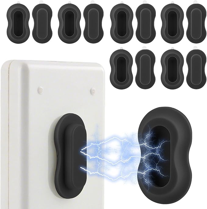 6 Pack Magnetic Remote Control Holder Wall Mount, Silicone Magnetic Organizer Storage Wall Holder No Drill Self-Adhesive for TV, Fan & Air Conditioner Remotes(Color:Black)