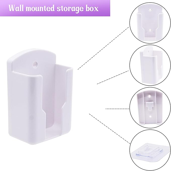 RUIAN 2Pcs Fashion Remote Control Holders Self Adhesive Wall Mount Air Conditioner Media Storage Racks Organizers, White