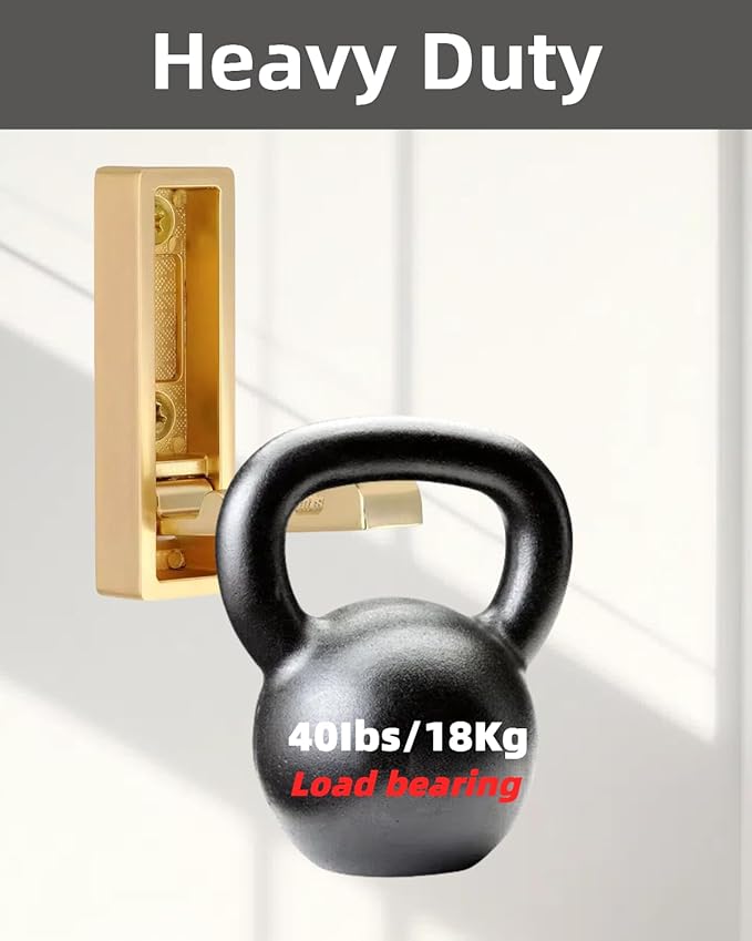 Wall Hooks, 5Pcs Folding Hook Zinc Alloy Coat Hooks Wall Mounted for Hanging Heavy Duty, Towel, Coats, Hanger, Bag, Hat, Backpacks, Earphone, Screws (Gold)