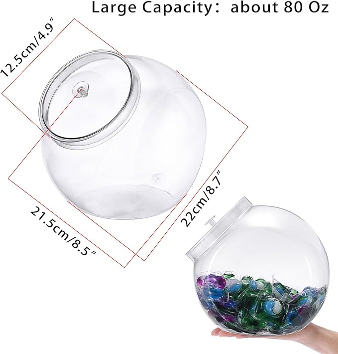 Sumnacon Laundry Pods Container with Lid Wide Mouth Laundry Room Organization Containers Plastic Food Storage Jar with Lid for Pantry Versatile Candy Jar or Cookie Containers for Kitchen
