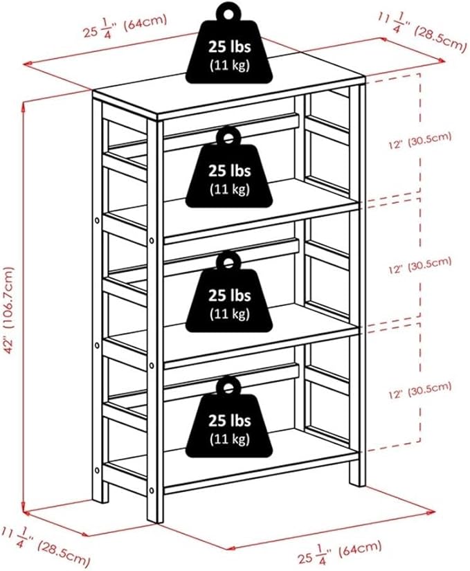 Winsome Leo 3-Tier Wide Storage Shelf with 6 Foldable Woven Baskets, for Living Room, Home Office, Bedroom, Espresso