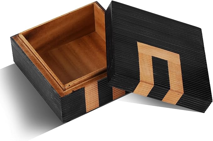Handicrafts Home Decorative Storage Box with Lid- 6x6x3” Small Keepsake, Trinket Box, Memory Box- Decorative Boxes for Home Decor, Centre Table, Giftable Storage Accent- Midnight Arch - Black