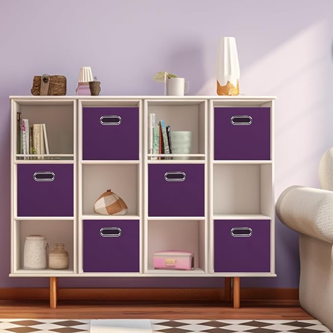 ShellKingdom Storage Bins, Foldable Fabric Storage Cubes And Cloth Storage Organizer Drawer with Metal Handle For Closet And Toys Storage, 11 X 10.5 X 10.5 INCH, 2 Pack (Purple)