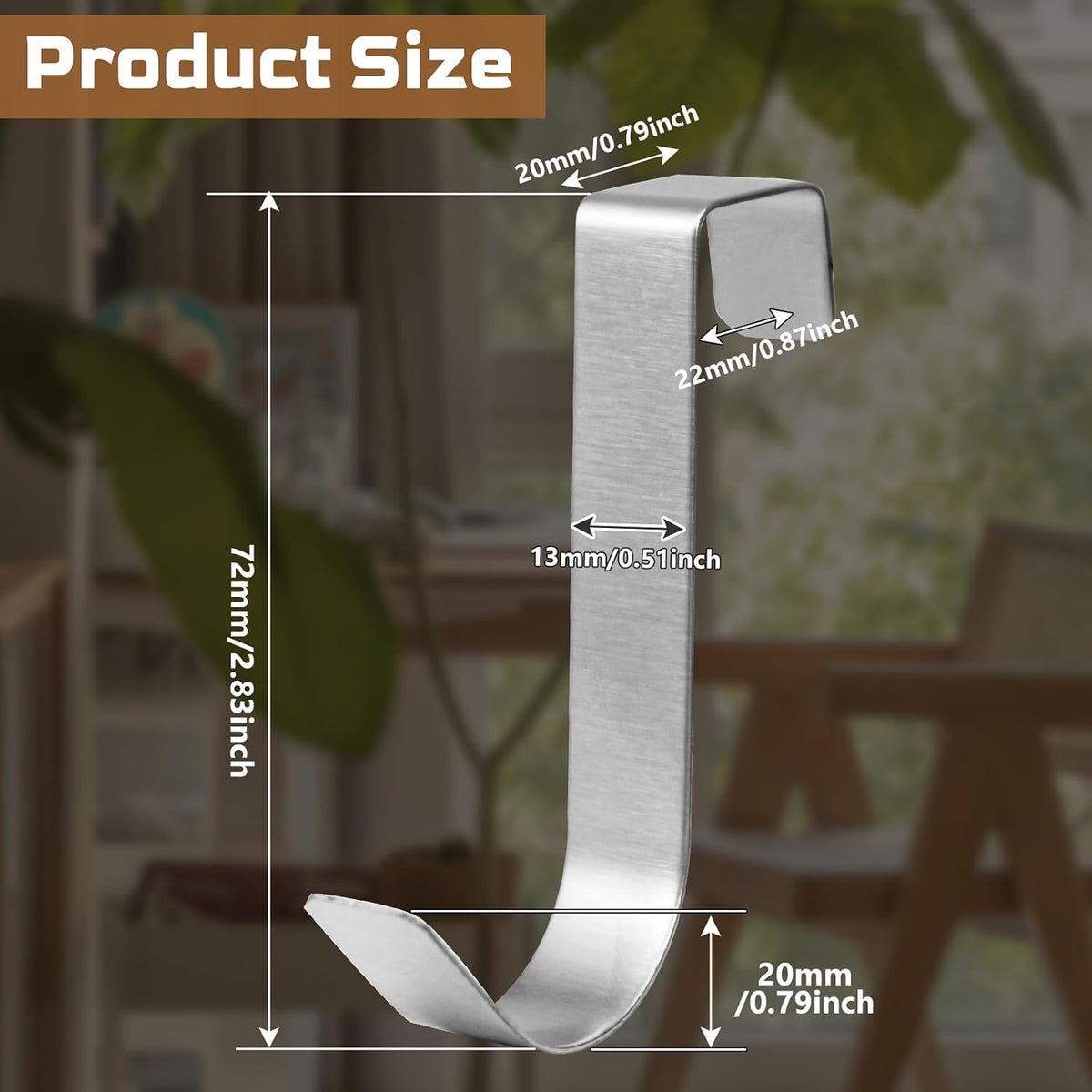 6 Pack Over Cabinet Door Hooks, Silver Over Bathroom Frameless Glass Door, Office Kitchen Towel Coat, J Hooks for Hanging