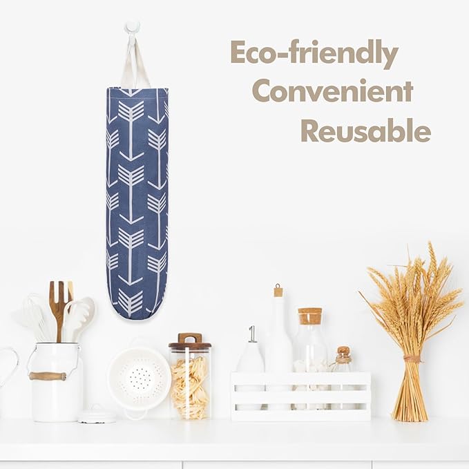 TOGETRUE Plastic Bag Holder, Washable Grocery Wall Mount Organizer, Large Trash Storage Dispenser, Shopping Garbage Bags Carrier for Home, Kitchen, Travelling (Blue) (TTPHB001)