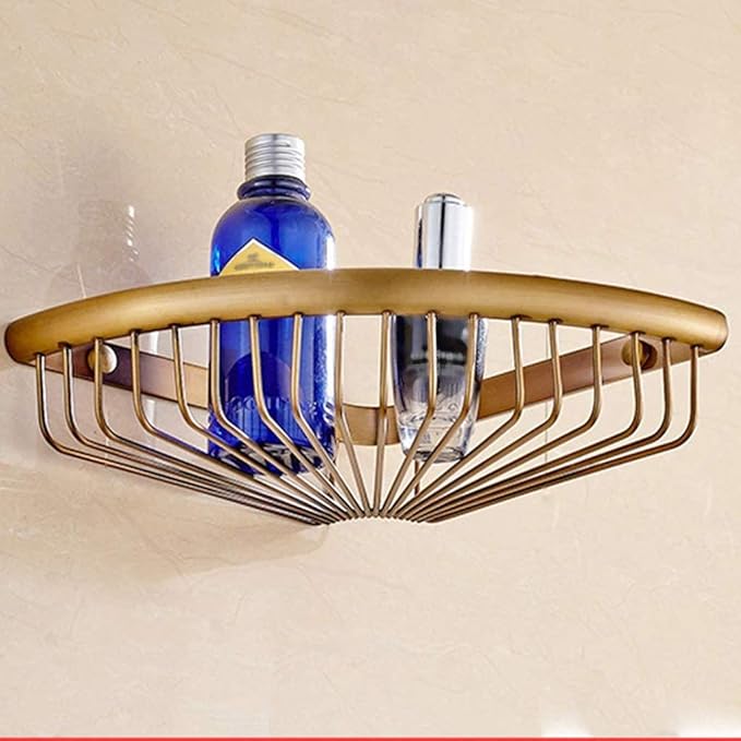 European Retro Brass Rack, Wall Mounted Bathroom Corner, Punch Free Storage, Kitchen and Finishing