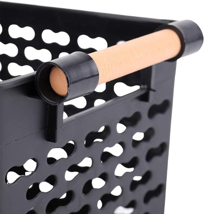 Yesland 6 Pack Plastic Storage Basket, Black Basket Organizer Bin with Handles for Home Office Closet, 6 x 12 x 5 Inches