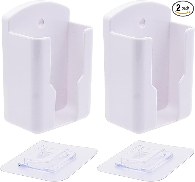 RUIAN 2Pcs Fashion Remote Control Holders Self Adhesive Wall Mount Air Conditioner Media Storage Racks Organizers, White