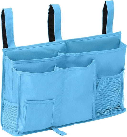 Createy Bedside Caddy Hanging Organizer Storage Bag Pocket for Bunk and Hospital Beds, College Dorm Rooms, Baby Bed Rails, Camp - 4 Pockets and 2 Hooks