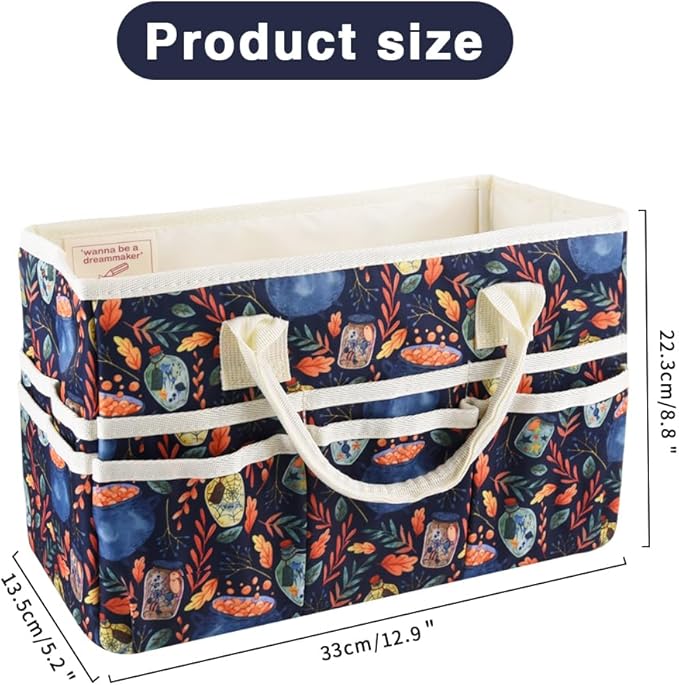 E-WEICHEN Craft Organizer Tote Bag Art Storage Caddy with Multiple Pockets Containers for Art,Craft,and Office Supplies Storage.Black Magic