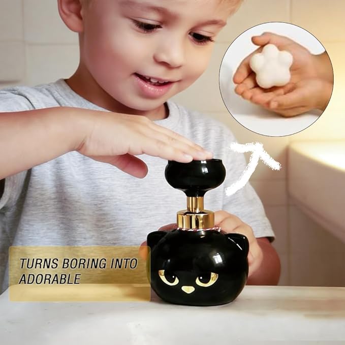 Cute Cat Paw Foam Soap Dispenser,2026 New Black Kitty Hand Soap Pump for Bathroom and Kitchen Home Accessories (1 Pcs)