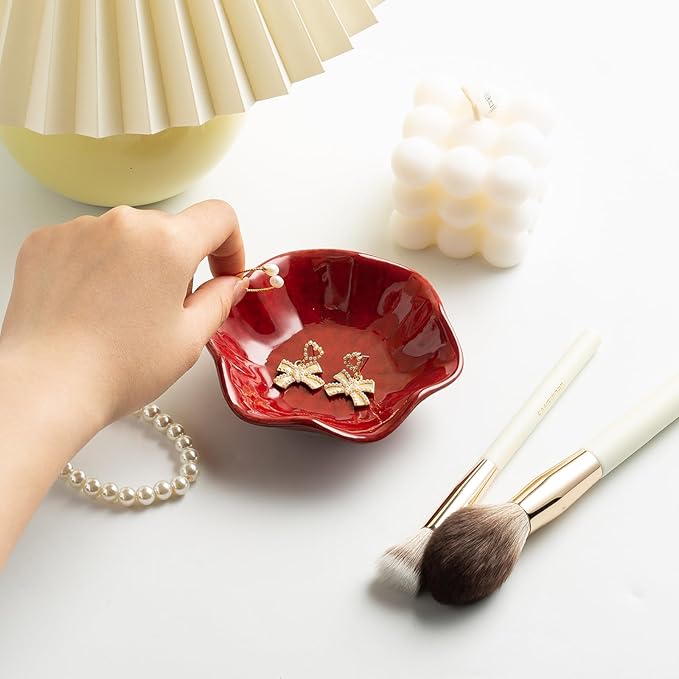 Ceramic Trinket Dish, Ring Tray, Decorative Jewelry Dish for Earrings Necklaces Watch Keys, for Women