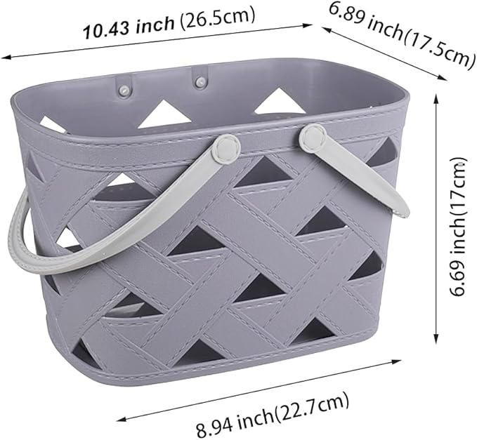 Portable Shower Caddy Tote, Plastic Storage Basket with Thick Handle and Drain Holes Box Organizer Bin for Bathroom, Pantry, Kitchen, College Dorm, Camp (Light Grey 1 pcs)