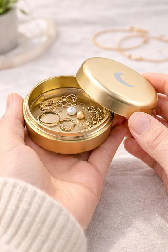 Brando Moon Small Metal Pill Container - 2.1 x 0.9” Pocket Size Portable Pill Box Case – Sturdy Storage Organizer for Coffee, Pills and other Small Components while Traveling