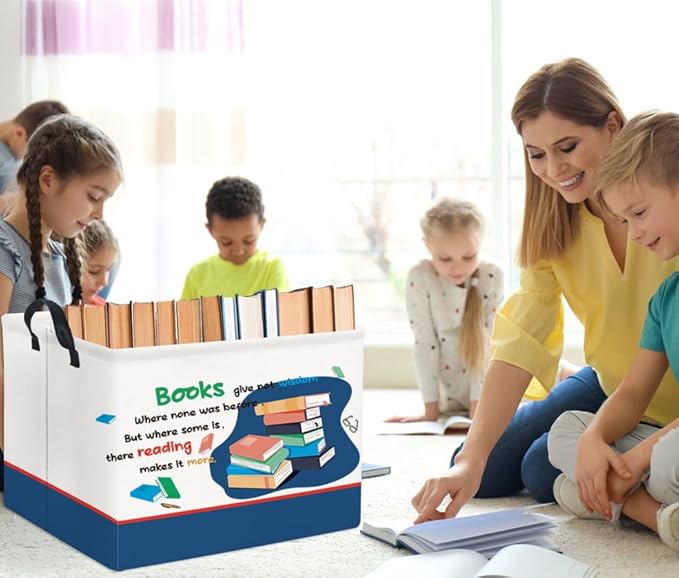 Rectangular Kids Storage Bin Gift Basket Baby Organizer Cute Kids Toy Bin Room Decor(Book)