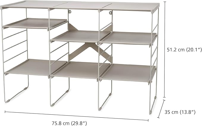Joseph Joseph Level Adjustable Tier Free Standing Shoe Rack Organizer storage, Durable Shelves and Sturdy Steel Frame, holds 12 pairs