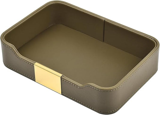 Leather Jewelry Tray Desktop Storage,Luxury Perfume Tray Nightstand Organizer Entryway Decorative Tray,for Jewelry Watch Cosmetics Keys Phone Wallet Home & Office Accessories,Olive Green