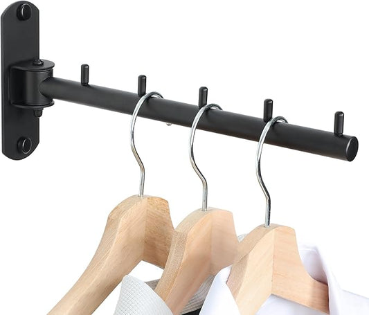 Swing Clothes Hanger Rack, Garment Racks Folding Clothes Bar Wall Mounted, 180°Rotation Laundry Drying Rack 304 Stainless Steel Space Saving for Laundry Room Bedroom Balcony, 9.45" Long