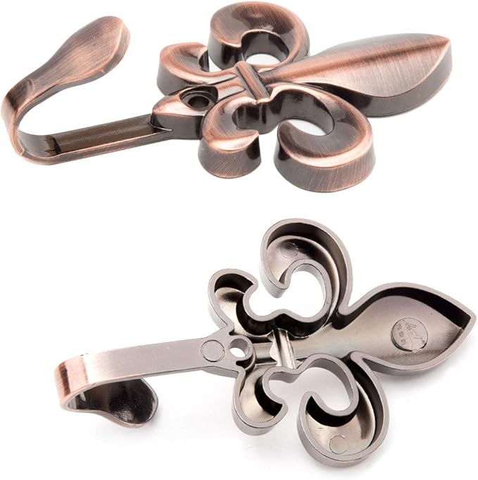 Bathroom Towel Hooks, Decorative Wall Hooks Coat Hooks Heavy Duty Metal Hooks Wall Mounted Hanging Hooks for Hanging Key Purse Robe Hat Scarf Belt Handbag Cup Mug 4 Pack (Red Ancient)