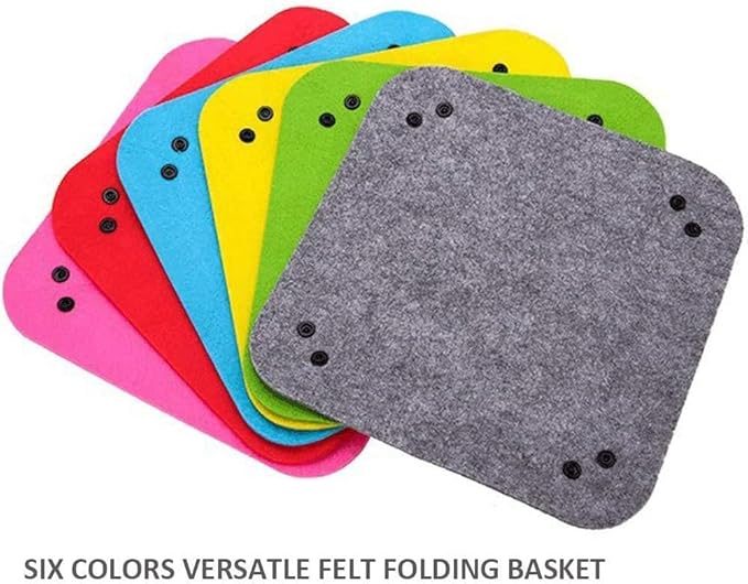 Felt Valet Tray, Fold Felt Desktop Storage Basket Makeup Organizing Basket for Home Office Writing Desk Lovely Caddy Containers (Multi-Color,6-Pack)