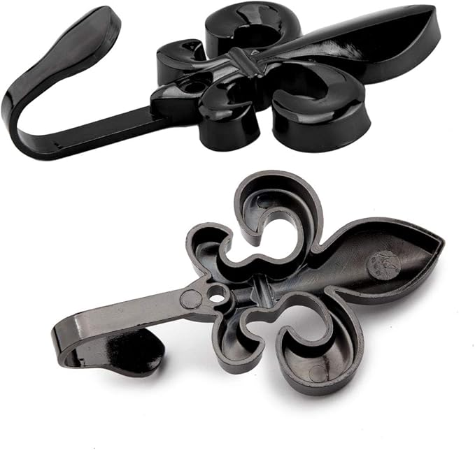 Bathroom Towel Hooks, Decorative Wall Hooks Coat Hooks Heavy Duty Metal Hooks Wall Mounted Hanging Hooks for Hanging Key Purse Robe Hat Scarf Belt Handbag Cup Mug and More,4 Pack (Black)