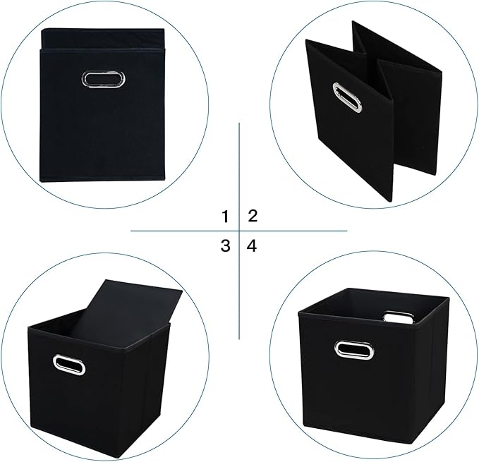 STOREONE Black Fabric Storage Bins Cubes Baskets Containers-(11X11X11) with Dual Handles Cube Storage Organizer Bins for Shelf Closet, Bedroom Organizers, Foldable Set of 3 (Black )