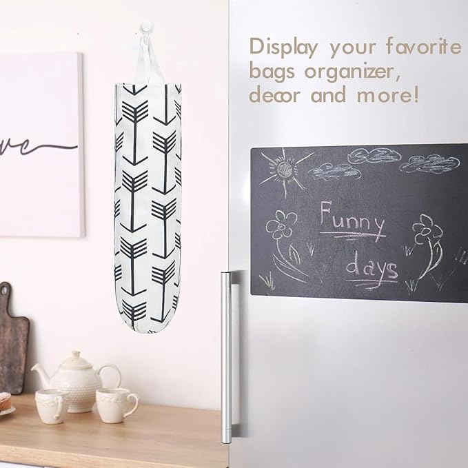 TOGETRUE Plastic Bag Holder, Washable Grocery Wall Mount Organizer, Large Trash Storage Dispenser, Shopping Garbage Bags Carrier for Home, Kitchen, Travelling (White) (TTPHB001)