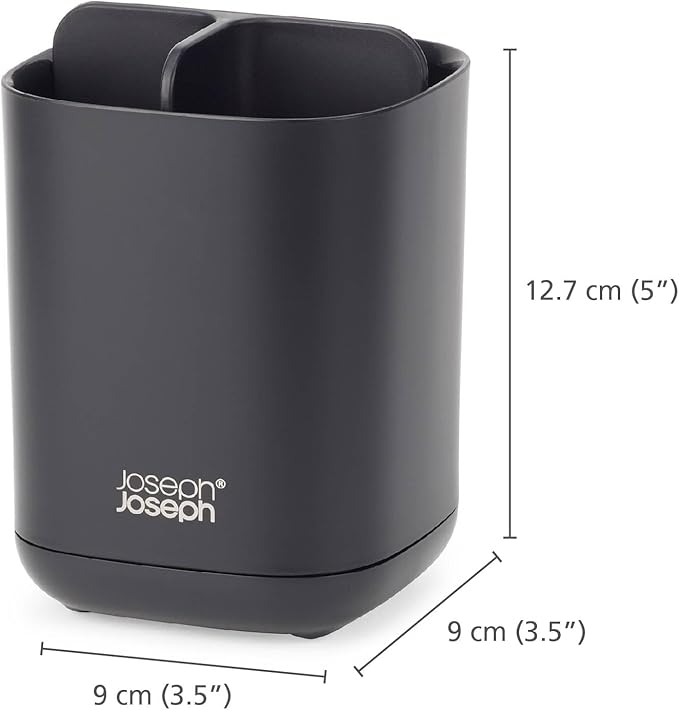 Joseph Joseph Easy-Store - Toothbrush Holder Caddy, Bathroom Storage, Compact, Matt Black