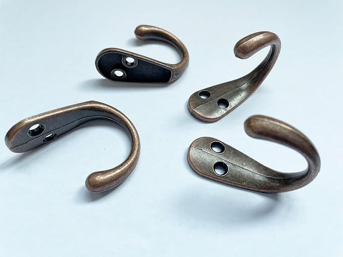 6 Pack Coat Hooks Heavy Duty, Antique Copper Single Entryway Hooks for Wall Door, Metal Utility Hook for Hanging Clothes Jackets Robes Towels Hats Keys Bags Cups