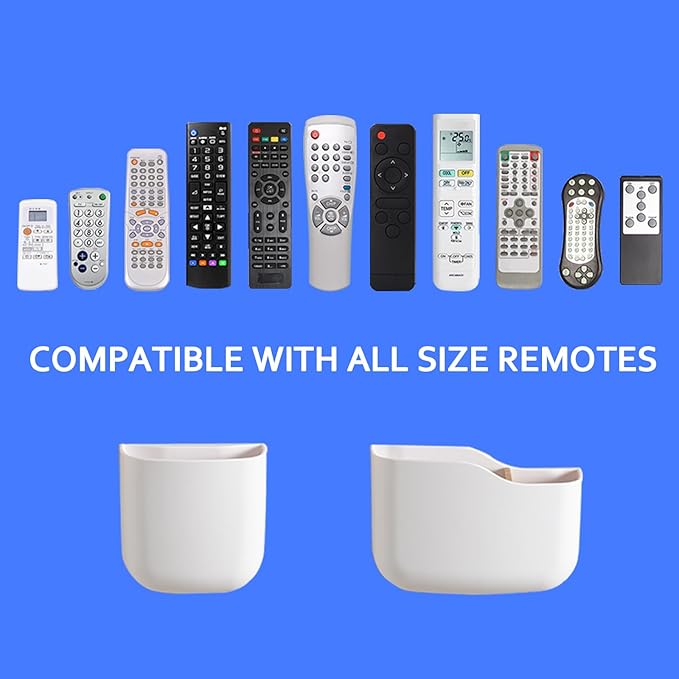 SUNFICON Remote Holder Wall Mount TV FAN Remote Control Holder Bedside Caddy Wall Organizer Phone Holder for Office Adhesive Media Player Controller Holder Box Tray Home Desk Nightstand White 2 Small