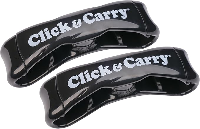 Click & Carry Grocery Bag Carrier Handle - Carry More in Fewer Trips, 100lb Capacity, Hands-Free, Gel-Padded Ergonomic Design, Shopping & Grocery Bag Holder - As Seen On Shark Tank, Black, 2 Pack
