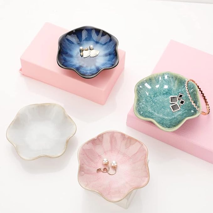 Ceramic Jewelry Dish,Leaf Jewelry Tray Key Tray,Jewelry Holder,Small Ring Dish Holder Jewelry Plate Trinket Dish Catchall Tray Nightstand Decor For Entryway Table Green Room Decorï¼Crystal Greenï¼
