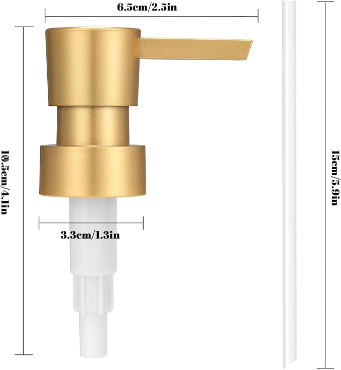 Plastic Soap Dispenser Pump Replacement Refill Dispenser for Standard 28/400 Thread Size for Lotion Dish Soap Kitchen Bathroom 2 Pack（Gold）